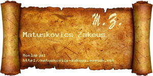 Matuskovics Zakeus névjegykártya